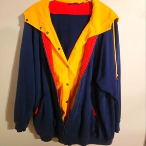 RARE Izod Color Block Windbreaker Cotton Shell Jacket Women’s Size Small